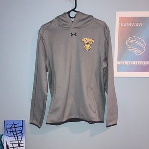 DePauw mens soccer grey UA hoodie